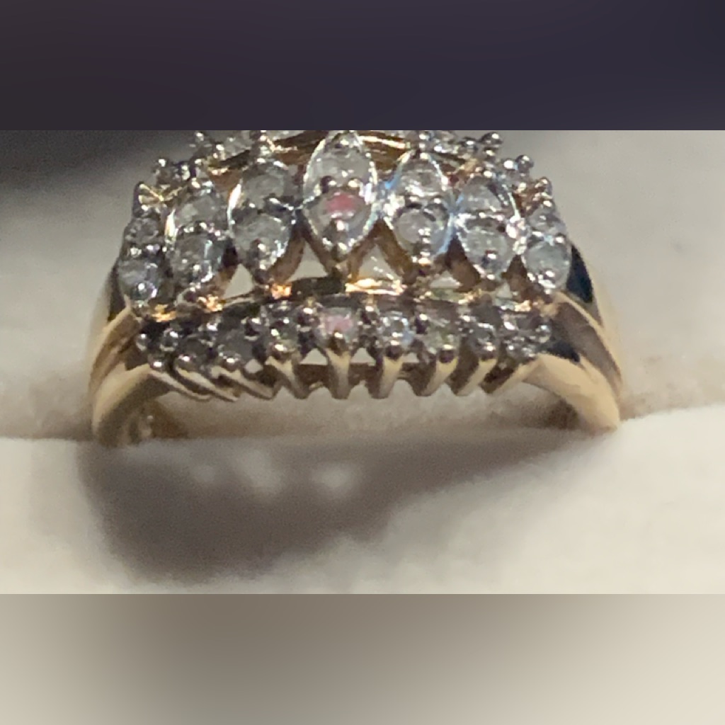 Vintage Samuel Aaron Diamond Cocktail Ring 10k Yellow Gold